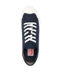 dunkelblaue und weiße Segeltuch niedrige Sneakers von Kenzo