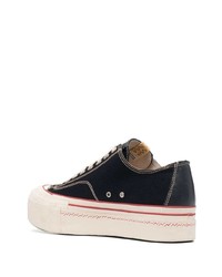 dunkelblaue und weiße Segeltuch niedrige Sneakers von VISVIM