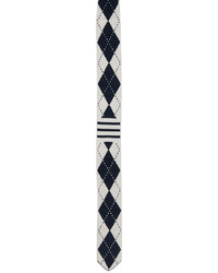 dunkelblaue und weiße Seidekrawatte mit Argyle-Muster