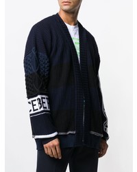 dunkelblaue und weiße Strickjacke mit einer offenen Front von Iceberg