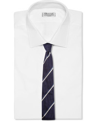 dunkelblaue und weiße vertikal gestreifte Krawatte von Canali