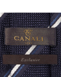 dunkelblaue und weiße vertikal gestreifte Krawatte von Canali