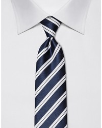 dunkelblaue und weiße vertikal gestreifte Krawatte von Vincenzo Boretti