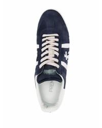dunkelblaue und weiße Wildleder niedrige Sneakers von Premiata