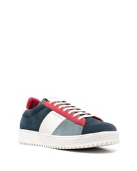 dunkelblaue und weiße Wildleder niedrige Sneakers von Emporio Armani