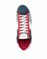 dunkelblaue und weiße Wildleder niedrige Sneakers von Emporio Armani