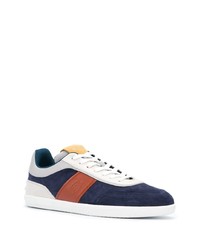 dunkelblaue und weiße Wildleder niedrige Sneakers von Tod's