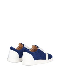 dunkelblaue und weiße Wildleder niedrige Sneakers von Giuseppe Zanotti