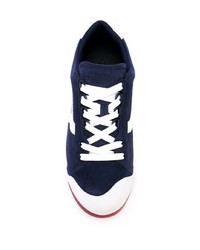 dunkelblaue und weiße Wildleder niedrige Sneakers von Bally