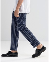 dunkelblaue vertikal gestreifte Hose von Asos