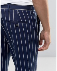 dunkelblaue vertikal gestreifte Hose von Asos