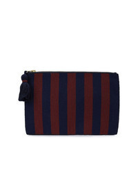 dunkelblaue vertikal gestreifte Segeltuch Clutch