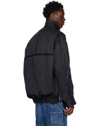 dunkelblaue vertikal gestreifte Shirtjacke von Sacai