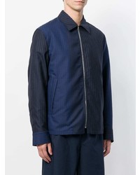 dunkelblaue vertikal gestreifte Shirtjacke von Marni