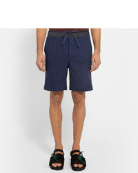 dunkelblaue vertikal gestreifte Shorts von Sacai