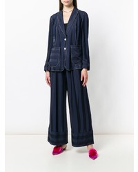 dunkelblaue vertikal gestreifte weite Hose von Temperley London