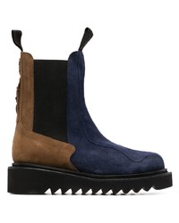 dunkelblaue verzierte Chelsea Boots aus Leder