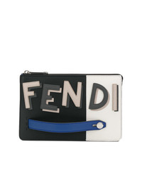 dunkelblaue verzierte Clutch Handtasche von Fendi