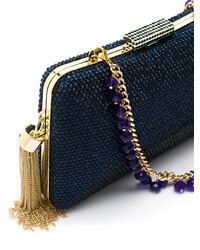 dunkelblaue verzierte Clutch von Serpui