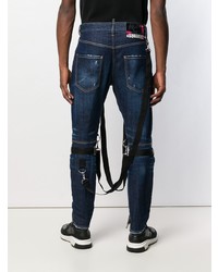 dunkelblaue verzierte enge Jeans von DSQUARED2