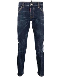 dunkelblaue verzierte enge Jeans von DSQUARED2