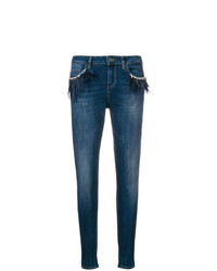 dunkelblaue verzierte enge Jeans von Liu Jo