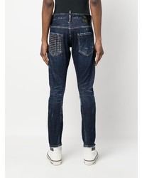 dunkelblaue verzierte enge Jeans von DSQUARED2