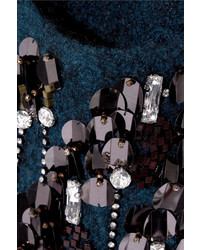 dunkelblaue verzierte flauschige Strickjacke mit einer offenen Front von By Malene Birger