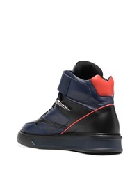 dunkelblaue verzierte hohe Sneakers aus Leder von Roberto Cavalli