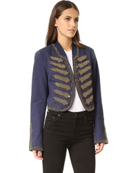 dunkelblaue verzierte Jacke von Free People