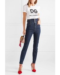 dunkelblaue verzierte Jeans von Dolce & Gabbana