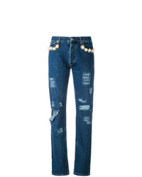 dunkelblaue verzierte Jeans von Forte Dei Marmi Couture