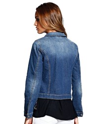 dunkelblaue verzierte Jeansjacke von Alba Moda