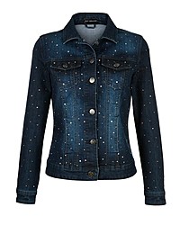 dunkelblaue verzierte Jeansjacke von AMY VERMONT