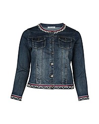 dunkelblaue verzierte Jeansjacke von Paprika