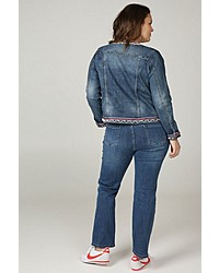 dunkelblaue verzierte Jeansjacke von Paprika