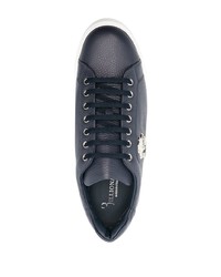 dunkelblaue verzierte Leder niedrige Sneakers von Billionaire