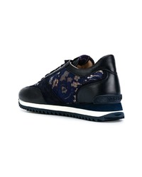 dunkelblaue verzierte Leder niedrige Sneakers von Le Silla