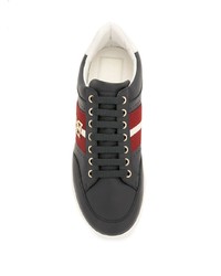 dunkelblaue verzierte Leder niedrige Sneakers von Bally