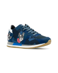 dunkelblaue verzierte niedrige Sneakers von Philippe Model