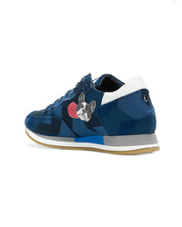 dunkelblaue verzierte niedrige Sneakers von Philippe Model