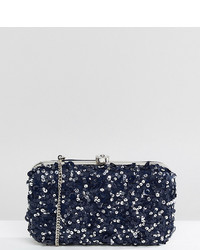 dunkelblaue verzierte Pailletten Clutch