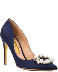 dunkelblaue verzierte Pumps von Rupert Sanderson