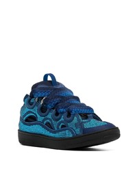 dunkelblaue verzierte Segeltuch niedrige Sneakers von Lanvin
