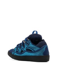 dunkelblaue verzierte Segeltuch niedrige Sneakers von Lanvin