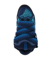 dunkelblaue verzierte Segeltuch niedrige Sneakers von Lanvin