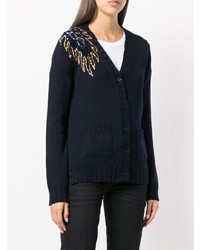 dunkelblaue verzierte Strickjacke von P.A.R.O.S.H.