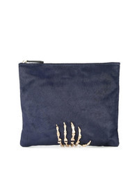 dunkelblaue verzierte Wildleder Clutch