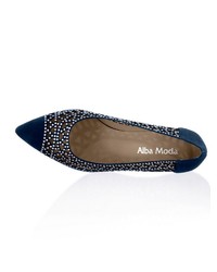 dunkelblaue verzierte Wildleder Pumps von Alba Moda