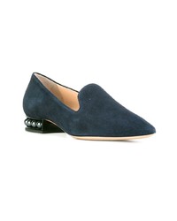 dunkelblaue verzierte Wildleder Slipper von Nicholas Kirkwood